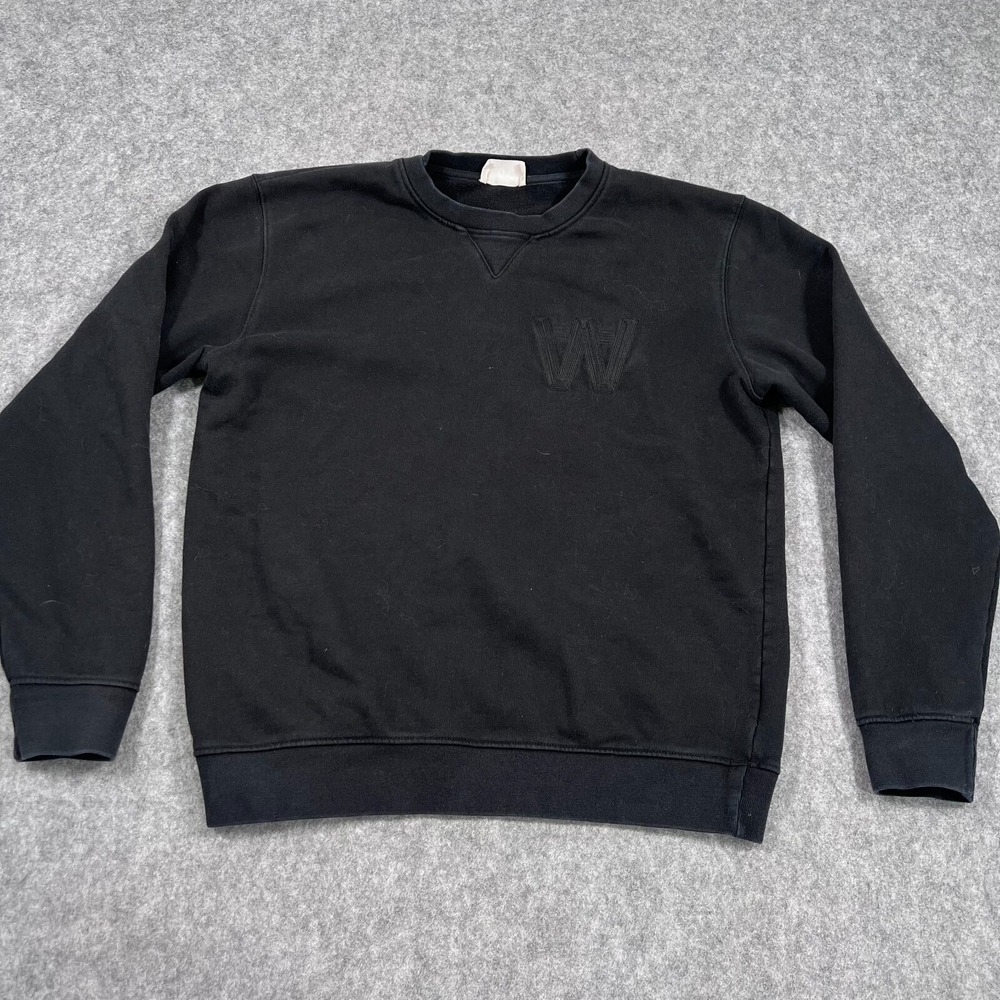Wood Wood Black Houston Embroidered Pullover Sweatshirt Men's Size Medium